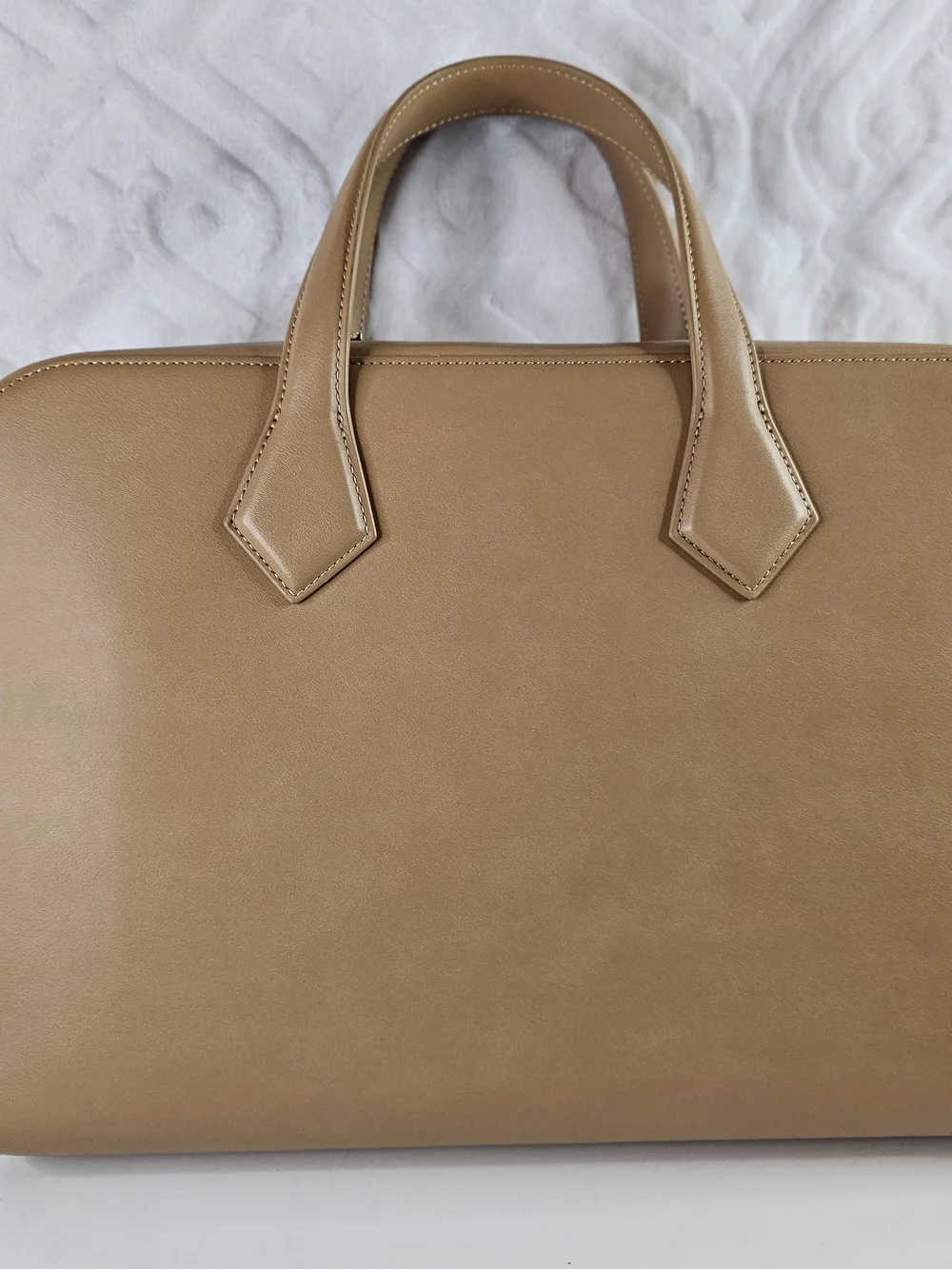 Tan Leather Top-Handle Briefcase